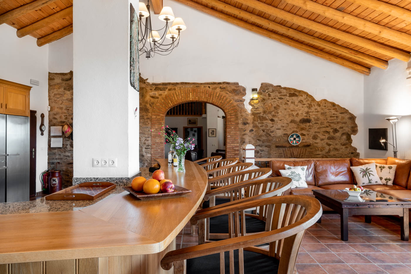 Excellent breakfast bar with high quality wooden stools